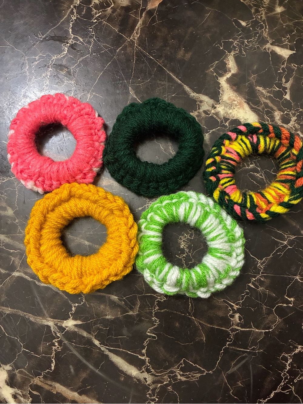 Crochet hair scrunchies